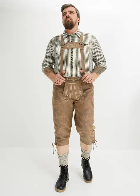 Folkdräktsinspirerad knäbyxa i skinnimitation, bonprix