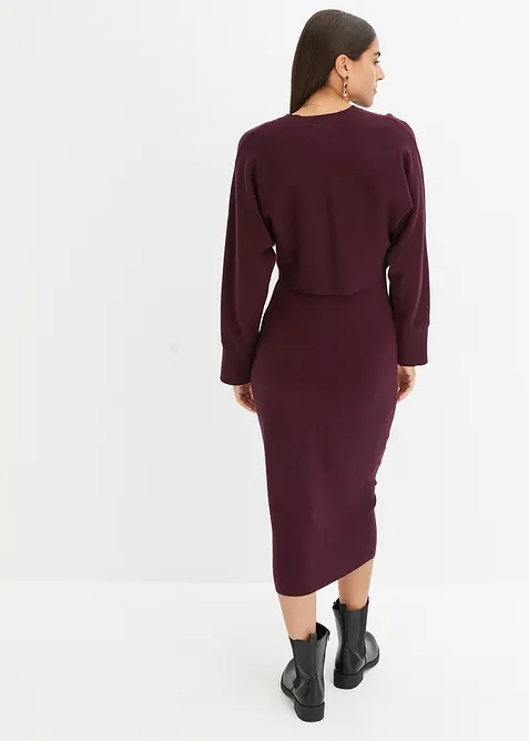 Stickad klänning och topp (2 delar), bonprix