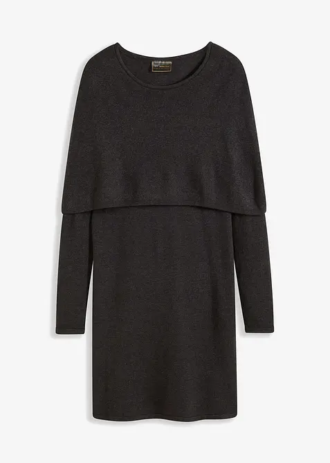 Stickad kl&auml;nning med justerbar krage, bonprix