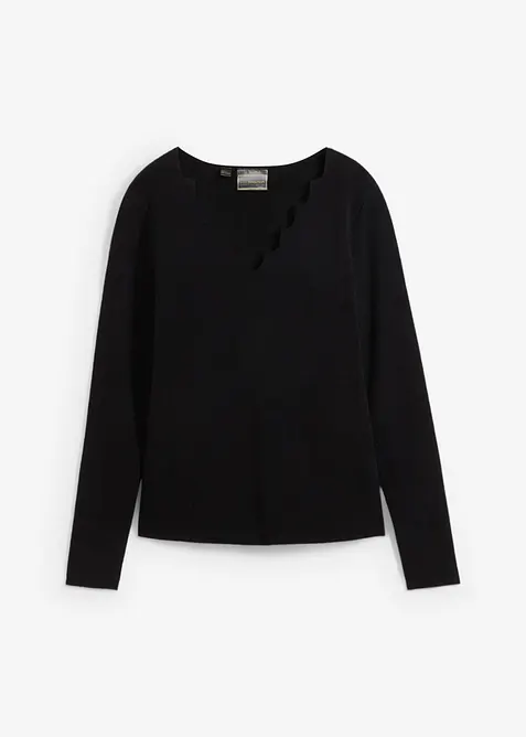 Finstickad tröja i följsam viskosmix, bonprix