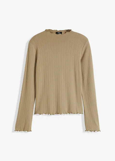 Ribbstickad l&aring;ng&auml;rmad T-shirt, bonprix