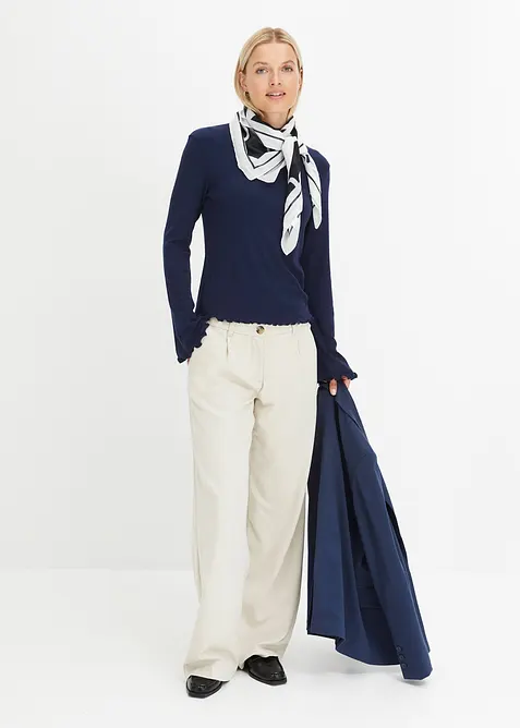 Ribbstickad långärmad T-shirt, bonprix