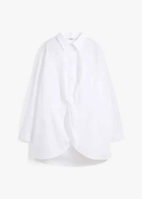 Lång blus av bomull med längre bakstycke, bonprix