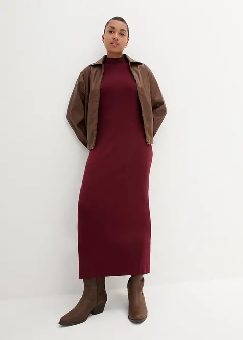 Finstickad maxiklänning i böljande viskosmix, bonprix