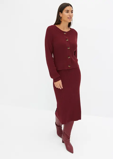 Ribbstickad kjol i viskosmix, bonprix