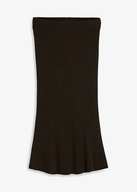 Ribbstickad kjol i viskosmix, bonprix