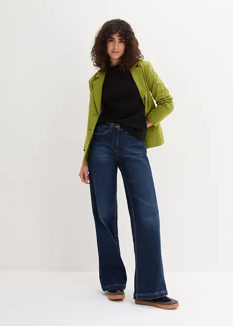 Ribbstickad l&aring;ng&auml;rmad T-shirt i ren bomull, bonprix