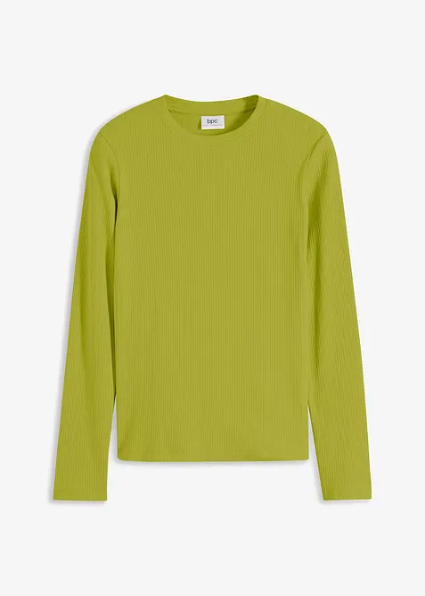 Ribbstickad långärmad T-shirt i ren bomull, bonprix