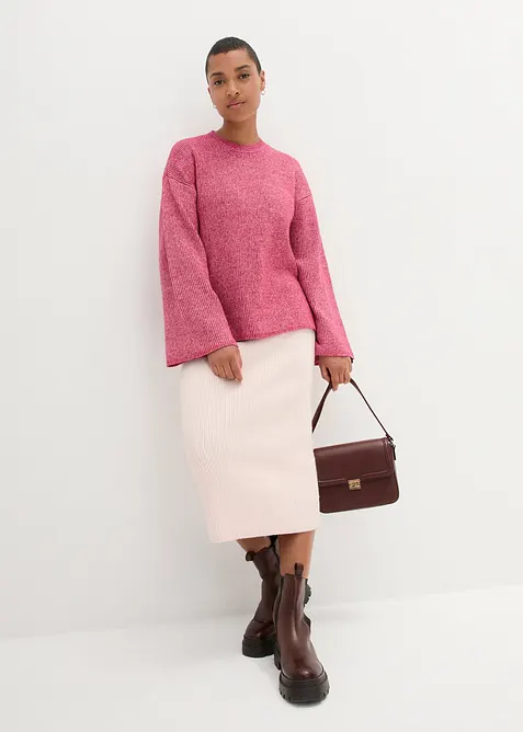 Ribbstickad tr&ouml;ja med boxy fit, bonprix