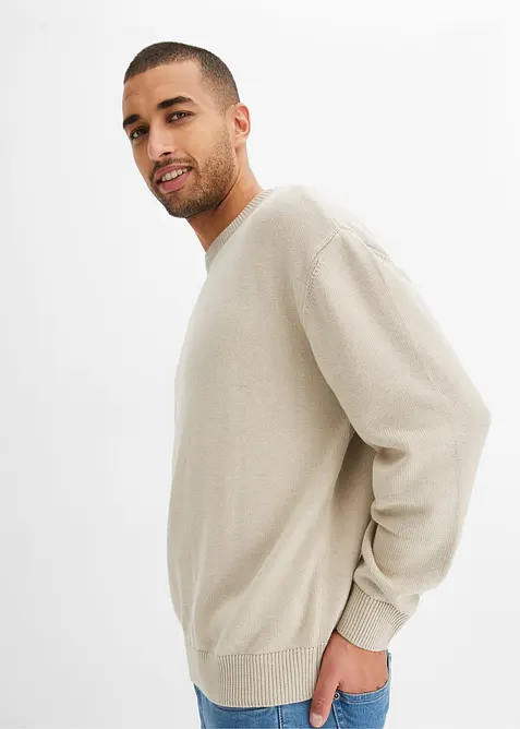 Tröja med rund halsringning i bomullsblandning, Loose Fit, bonprix