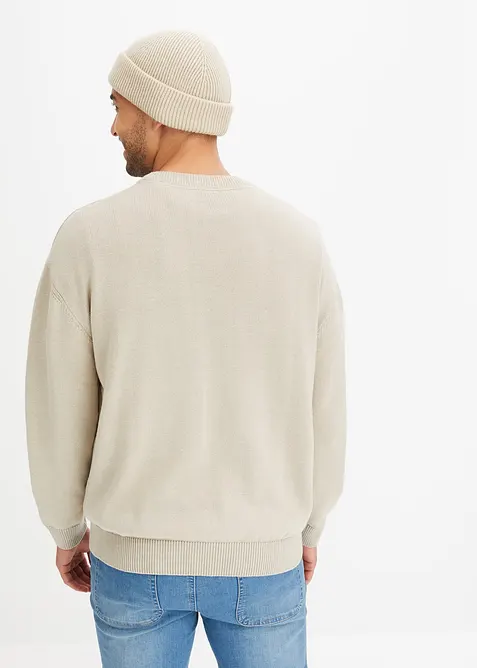 Tröja med rund halsringning i bomullsblandning, Loose Fit, bonprix