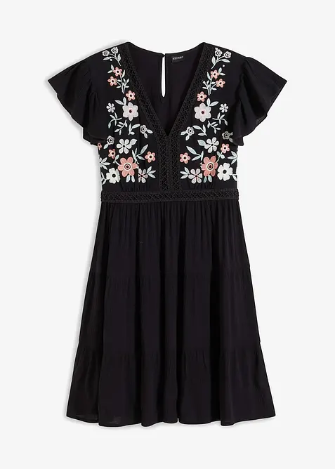 Klänning med brodyr, bonprix