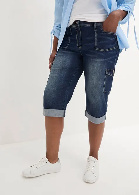 Stretch Cargo Jeans Mid Waist, bonprix