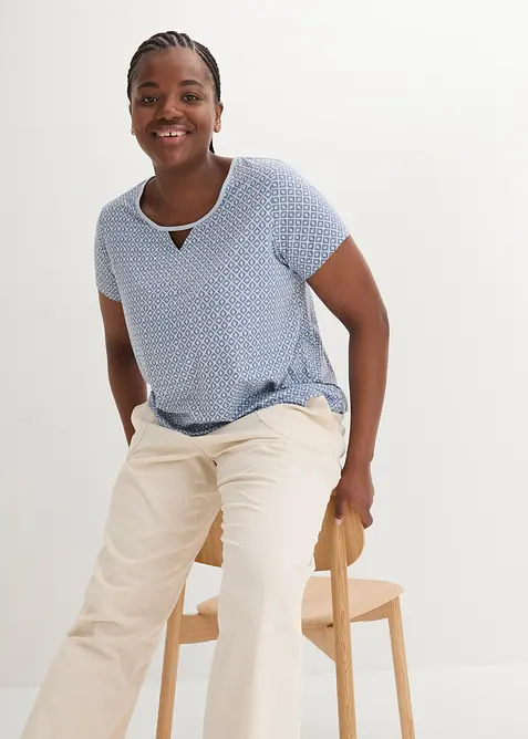 Kortärmad topp med resår, bonprix