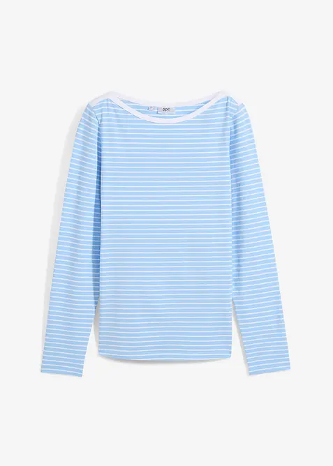 Randig långärmad T-shirt med båtringning, bonprix