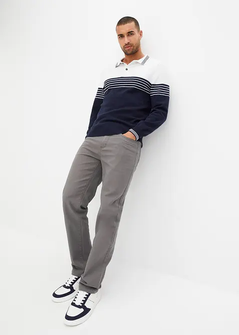 Finstickad tr&ouml;ja med pik&eacute;krage, &aring;tervunnen bomull, bonprix