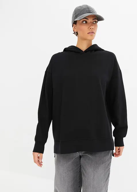 Sweatshirt med huva i ren bomull, bonprix