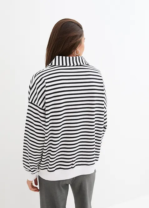 Sweatshirt med V-ringning och pik&eacute;krage, bonprix