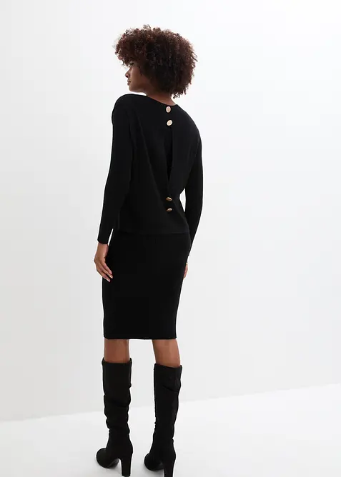 Stickad kl&auml;nning och slipover (2 delar), bonprix