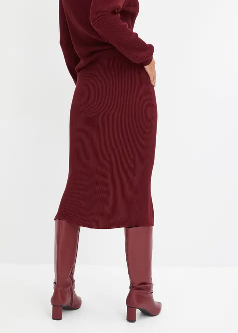 Ribbstickad kjol i viskosmix, bonprix