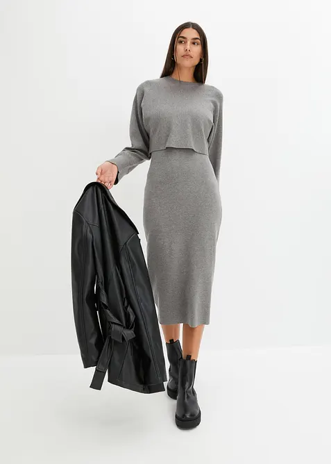 Stickad kl&auml;nning och topp (2 delar), bonprix