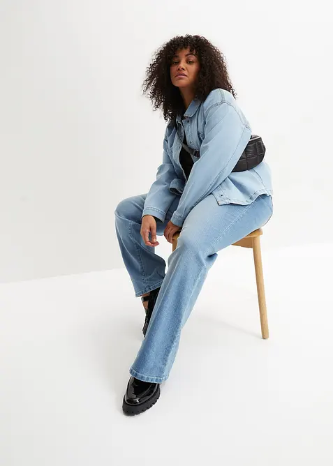 Wide Leg Jeans, Mid Waist, Stretch, bonprix