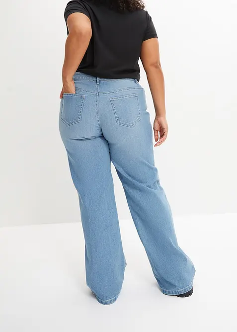 Wide Leg Jeans, Mid Waist, Stretch, bonprix