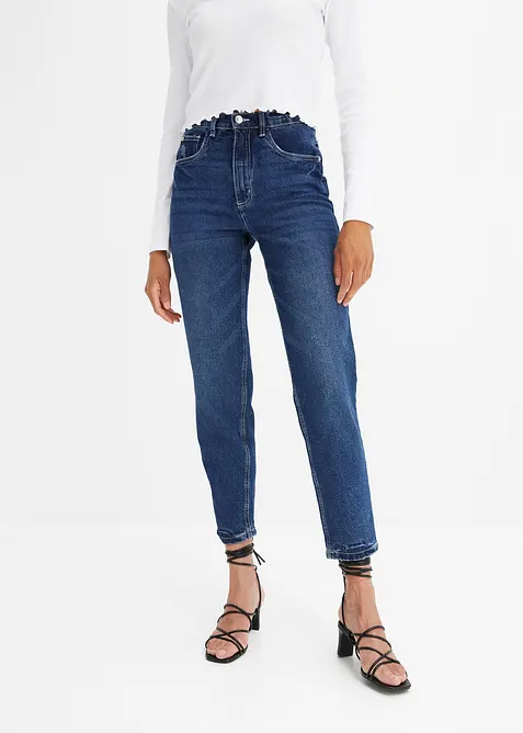 Mom Jeans High Waist, Low Stretch cropped, bonprix