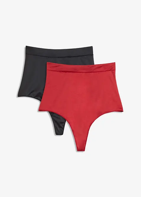 Shaping-stringtrosa i gl&auml;nsande material med l&auml;tt formande effekt (2-pack), bonprix