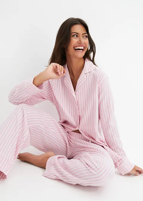 V&auml;vd flanellpyjamas med g&aring;vop&aring;se, bonprix