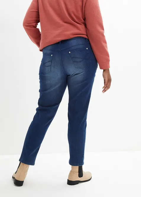 Fodrade jeans i boyfriendmodell med mjuk insida Mid Waist, bonprix