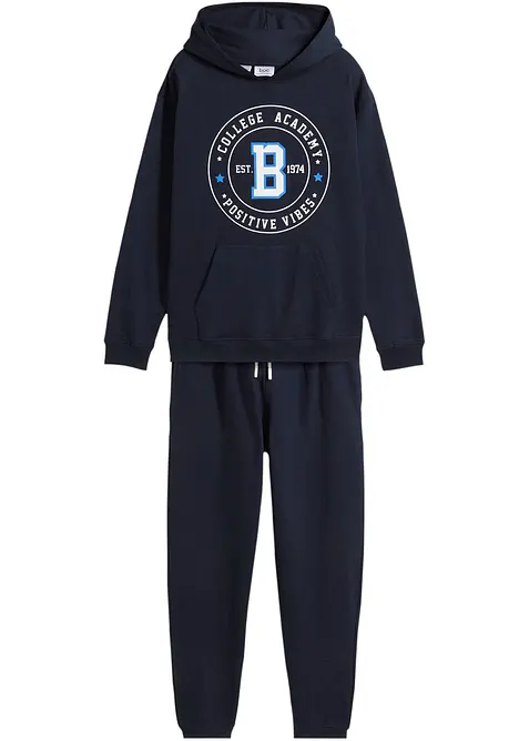 Sweatshirt och trikåbyxa av mjuk bomull (2 delar), bonprix