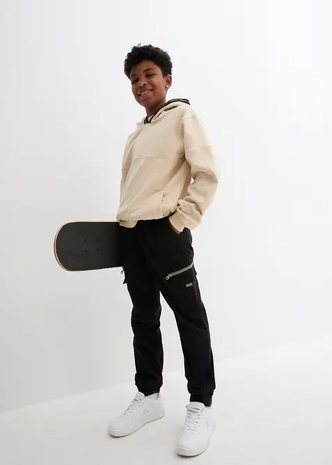 Cargobyxa i stretchig bomullsmix för barn, normal passform, raka ben, bonprix