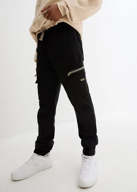 Cargobyxa i stretchig bomullsmix för barn, normal passform, raka ben, bonprix