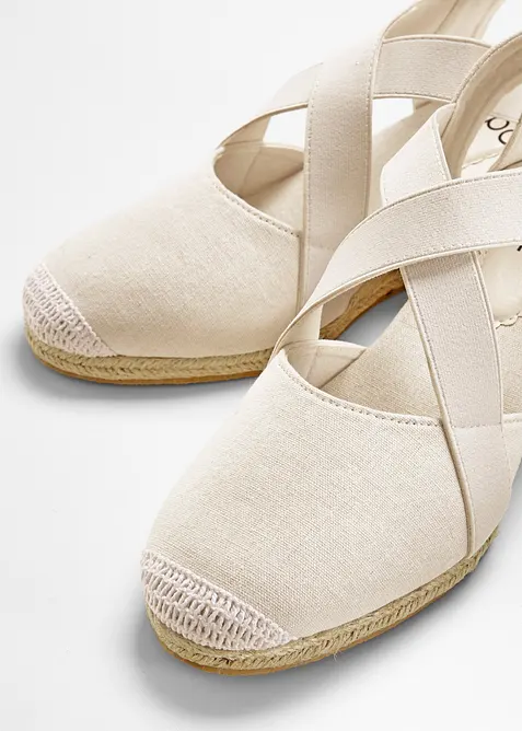 Sandalett med kilklack och elastiska remmar, bonprix