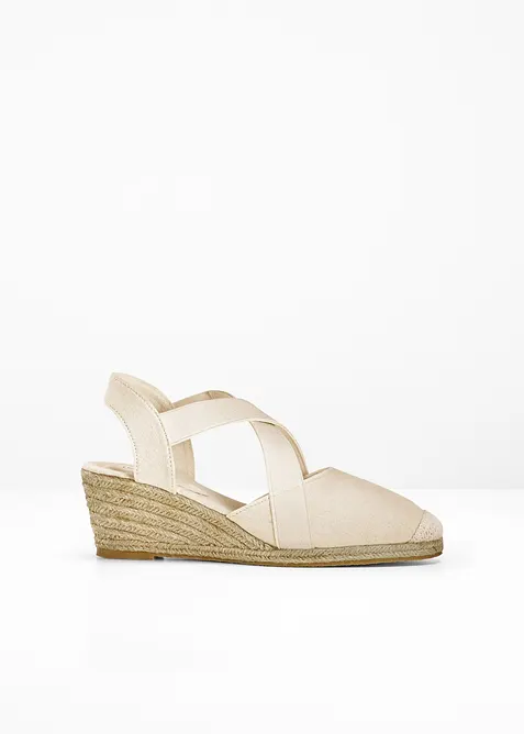 Sandalett med kilklack och elastiska remmar, bonprix