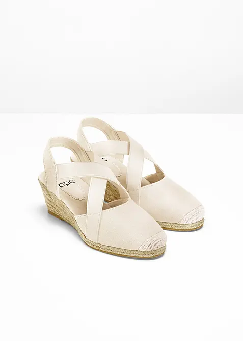 Sandalett med kilklack och elastiska remmar, bonprix