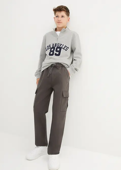 Cargobyxa i dra på-modell av bomull, avslappnad passform, raka ben, bonprix