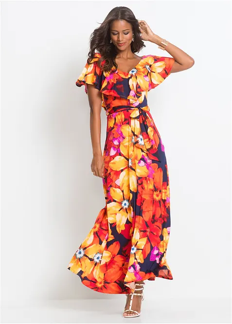 Kl&auml;nning med volang och sk&auml;rp, bonprix