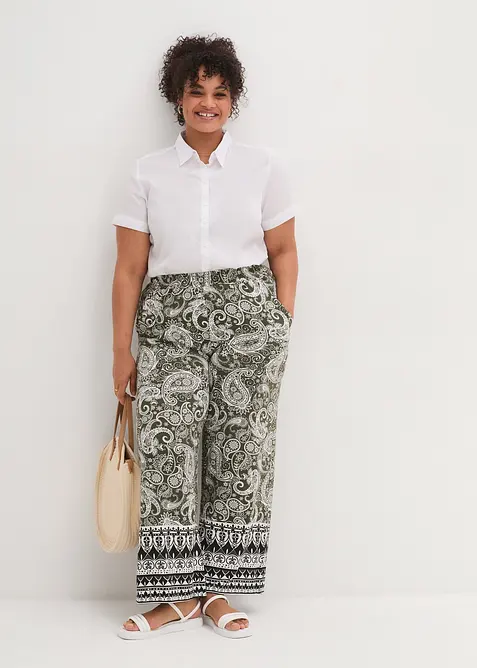 Palazzobyxa i mjuk viskosmix, bonprix