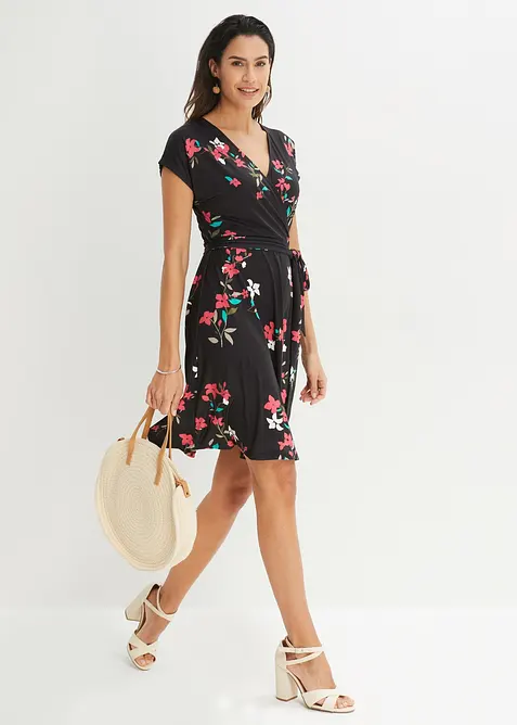 Jerseykl&auml;nning med omlottlook, bonprix