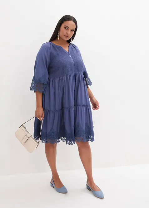 Skjortkl&auml;nning med spets, bonprix