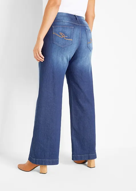 Wide Leg Jeans Mid Waist, med bekväm midja, bonprix