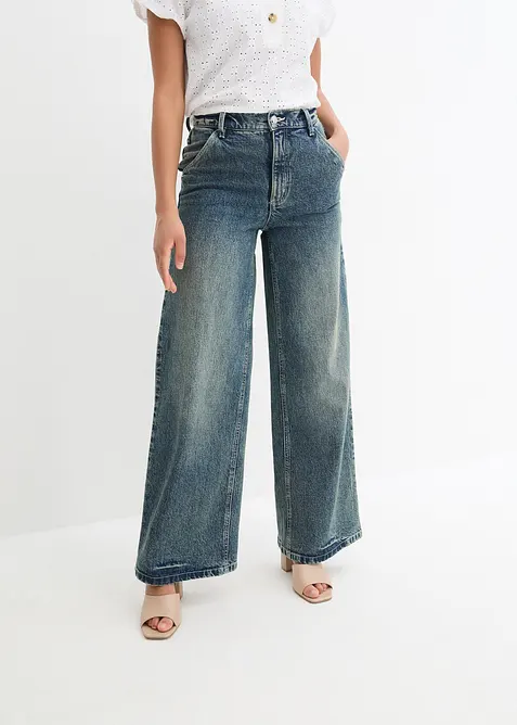 Wide Leg Jeans High Waist, Low Stretch, bonprix