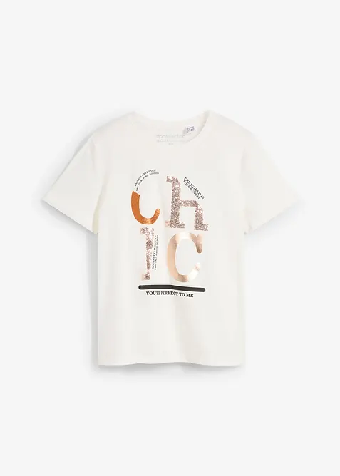 T-shirt med glittrigt tryck, bonprix