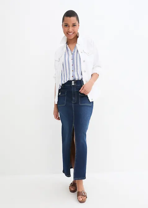 Blus i krinklad viskos med mjukt fall, bonprix
