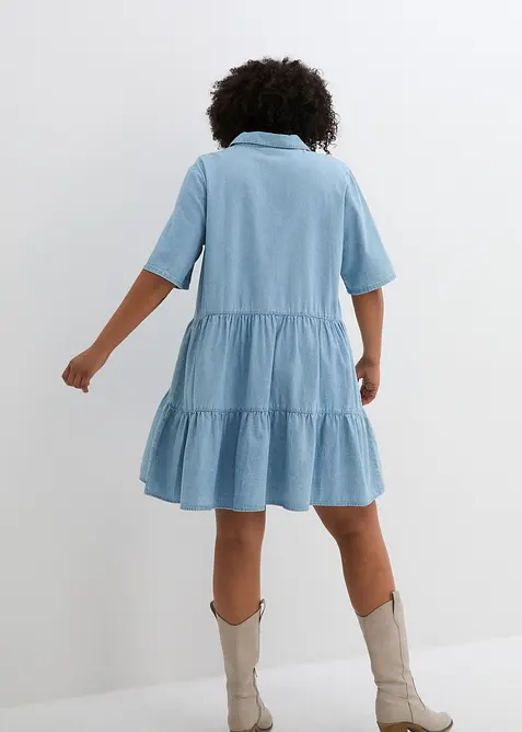 Kort&auml;rmad jeanskl&auml;nning, bonprix