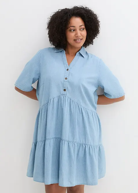 Kort&auml;rmad jeanskl&auml;nning, bonprix