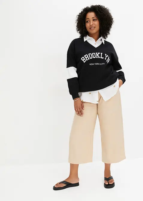 Oversizesweatshirt i bomullsmix, bonprix