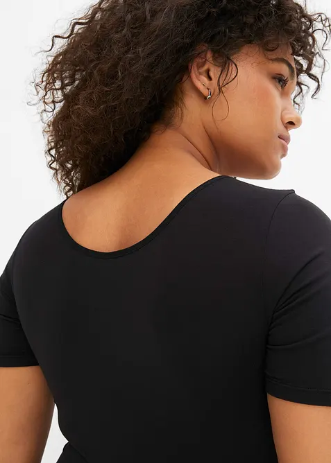 Body i modal med spets och halvl&aring;nga &auml;rmar, bonprix